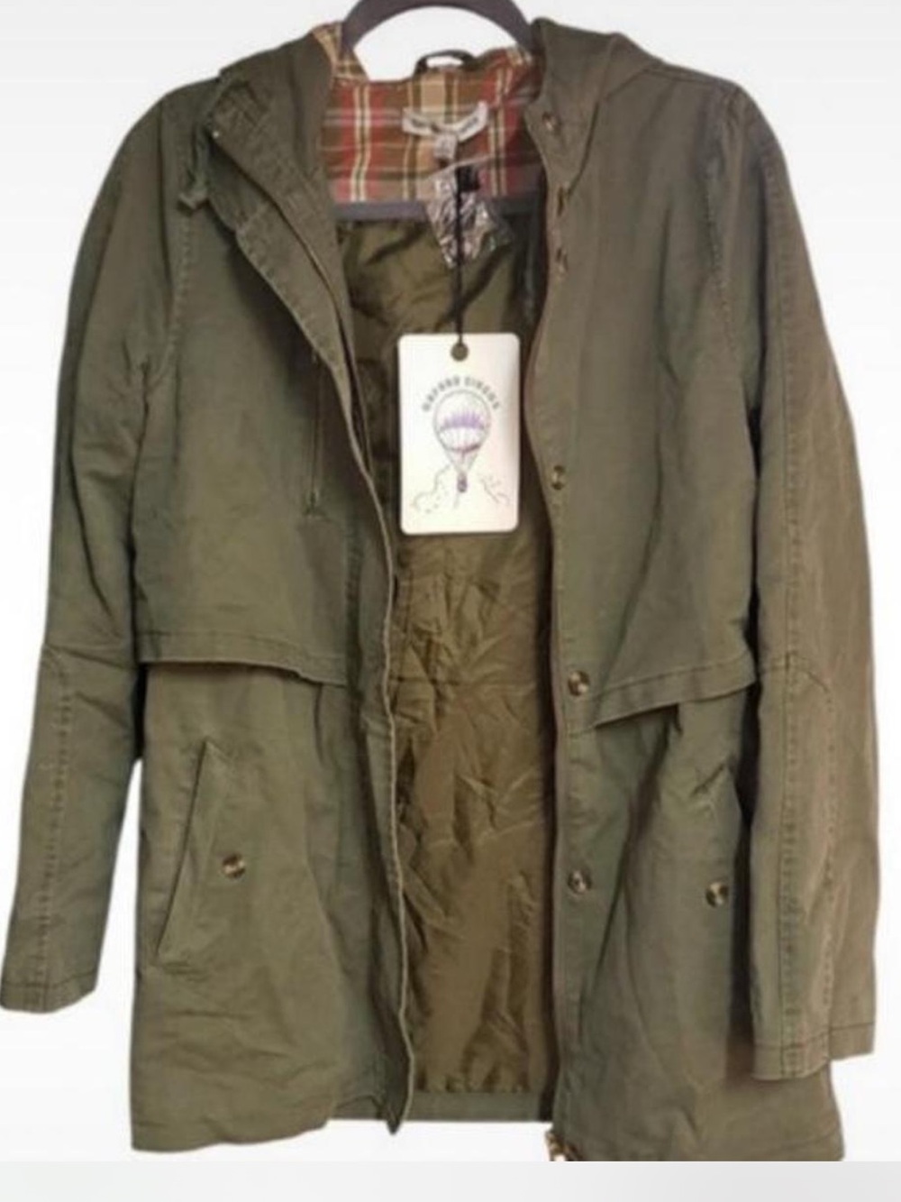 Lightweight Olive Utility Hooded Jacket